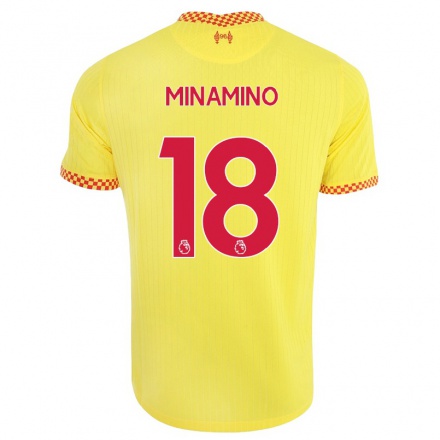 Femme Football Maillot Takumi Minamino #18 Jaune Tenues Third 2021/22 T-Shirt