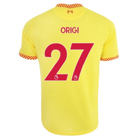 Femme Football Maillot Divock Origi #27 Jaune Tenues Third 2021/22 T-shirt