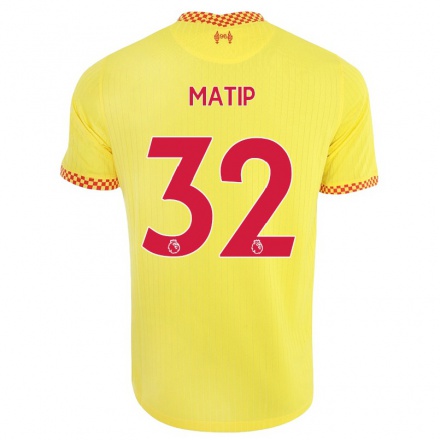 Femme Football Maillot Joel Matip #32 Jaune Tenues Third 2021/22 T-Shirt