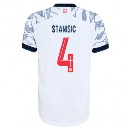 Femme Football Maillot Josip Stanisic #4 Gris Blanc Tenues Third 2021/22 T-Shirt