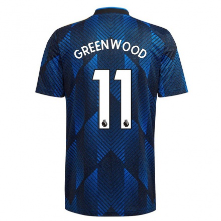 Femme Football Maillot Mason Greenwood #11 Bleu Foncé Tenues Third 2021/22 T-shirt