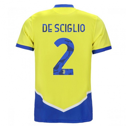 Femme Football Maillot Mattia De Sciglio #2 Bleu Jaune Tenues Third 2021/22 T-Shirt