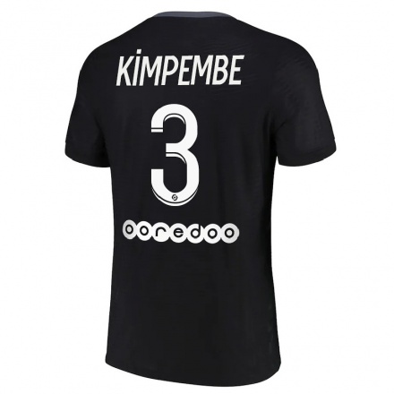 Femme Football Maillot Presnel Kimpembe #3 Noir Tenues Third 2021/22 T-Shirt