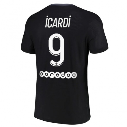 Femme Football Maillot Mauro Icardi #9 Noir Tenues Third 2021/22 T-Shirt