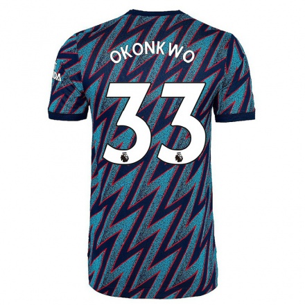 Femme Football Maillot Arthur Okonkwo #33 Bleu Noir Tenues Third 2021/22 T-shirt