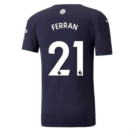 Femme Football Maillot Ferran Torres #21 Bleu Foncé Tenues Third 2021/22 T-shirt