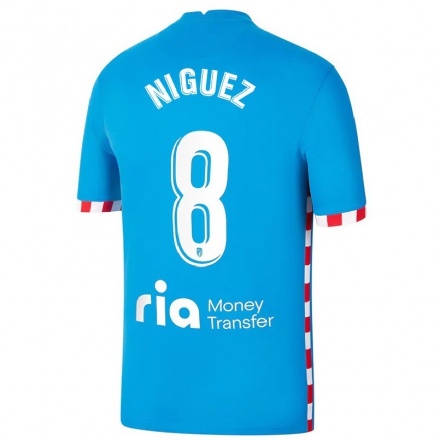 Femme Football Maillot Saul Niguez #8 Bleu Tenues Third 2021/22 T-Shirt