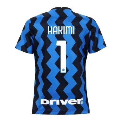 Femme Football Maillot Achraf Hakimi #1 Tenues Domicile Bleu Noire 2020/21 Chemise